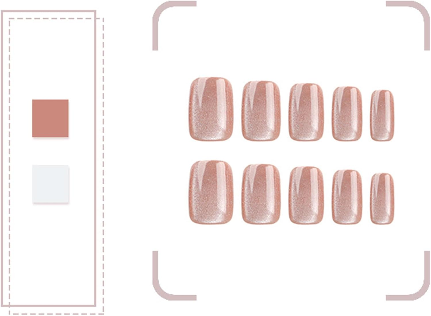 Kaichen Simplicity Press on Nails, Champagne Color Cat Eye Press on Nails Short, Includes 24 Nails, 24 Adhesive Tabs, 1 Manicure Stick, 1 Mini File image number 2