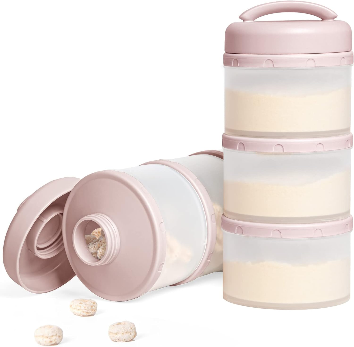 Termichy Stackable Formula Dispenser Portable Milk Powder Container, 2 Pack, Light Pink image number 6