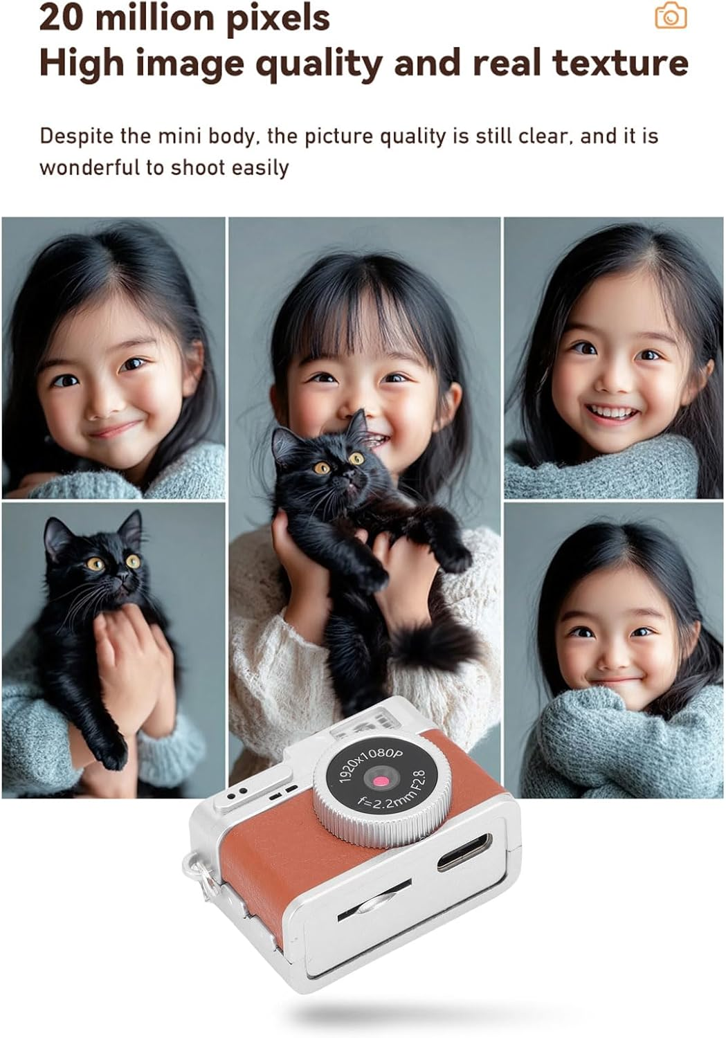 Dpofirs Mini Keychain Camera, 1080P Small Retro Camera for Photo Video Travel Vlog, Built in 4 Filters, 0.96" HD Screen, 128GB Expandable (Brown) image number 3