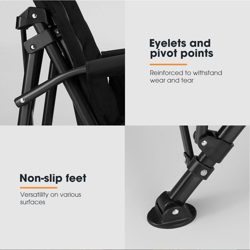 SAN HIMA Folding Camping Chair with Adjustable High Backrest, Portable Lightweight Foldable Camping Chair with Side Pocket, Cup Holder & Non-Slip Feet, up to 200KG, for BBQ Picnic Hiking Beach - Green image number 4