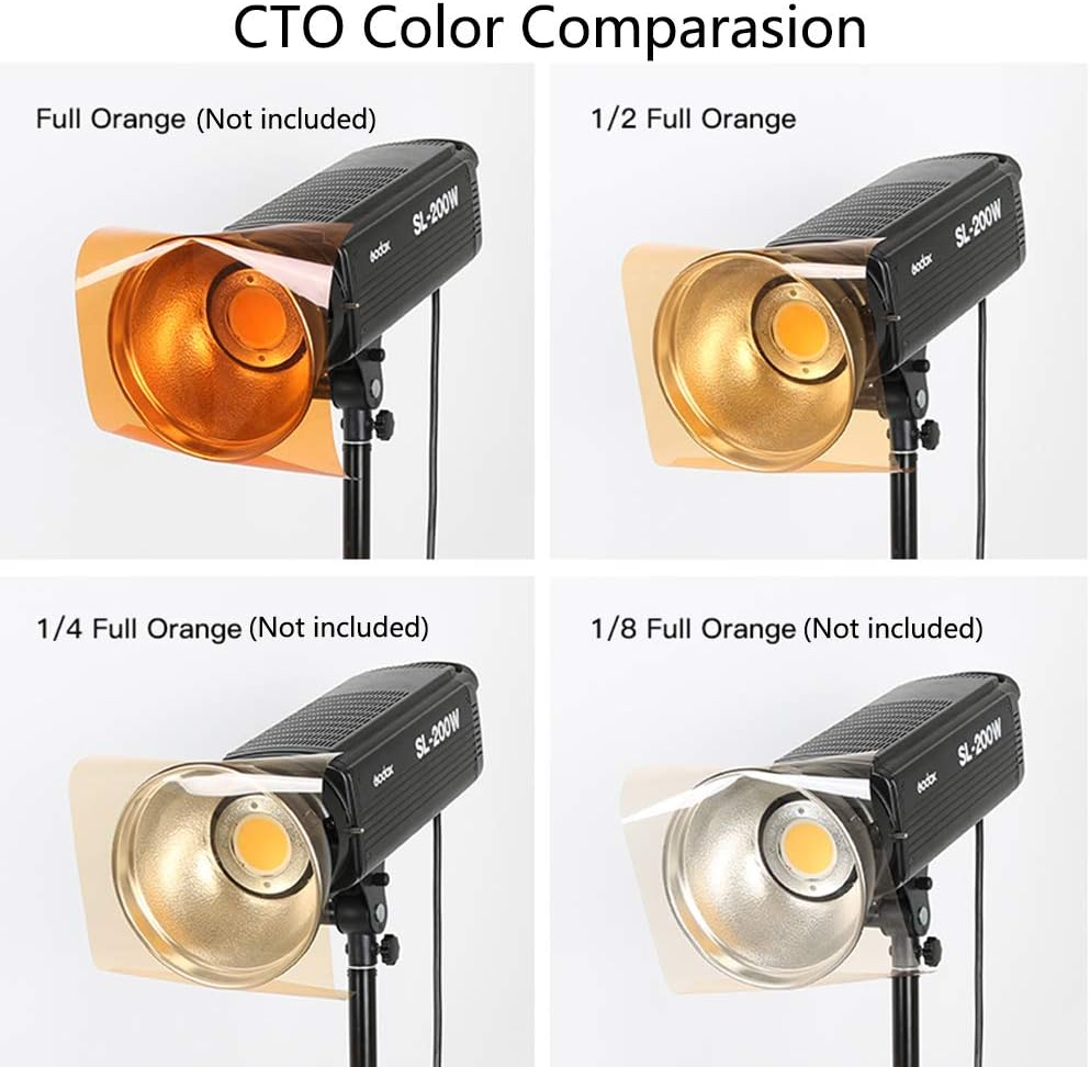 Orange Color Correction Gel Filter Sheet 16X20 Inches 4 Pieces 1/2 CTO Photography Lighting Gels for Photo Studio Flashlight Led Light - 1/4 Cto image number 3