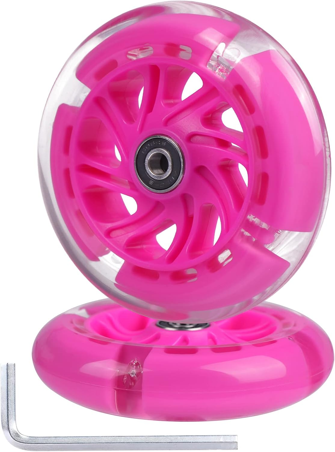 120Mm Light up Flashing Scooter Front Replacement Wheels W/Bearings for Kids 3-Wheeled Kick Scooters (Blue)