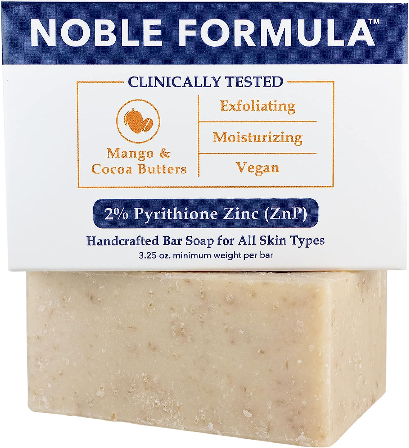 Noble Formula 2% Pyrithione Zinc (Znp) Emu Oil Bar Soap, Especially Formulated for Acne, Psoriasis, and Eczema, Safe for Daily Use and All Skin Types, 3 Bars in 1 Box, Total 9.75 Oz image number 2