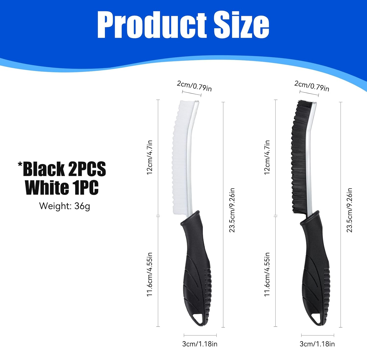 Shingidea 3 Pack Crevice Cleaning Brushes - Hard Bristle Scrub for Hard-To-Reach Spaces Bathroom, Kitchen, Toilet, Car Ergonomic Handle Gaps, Grout Lines, Window Tracks (2Black and 1White) image number 5