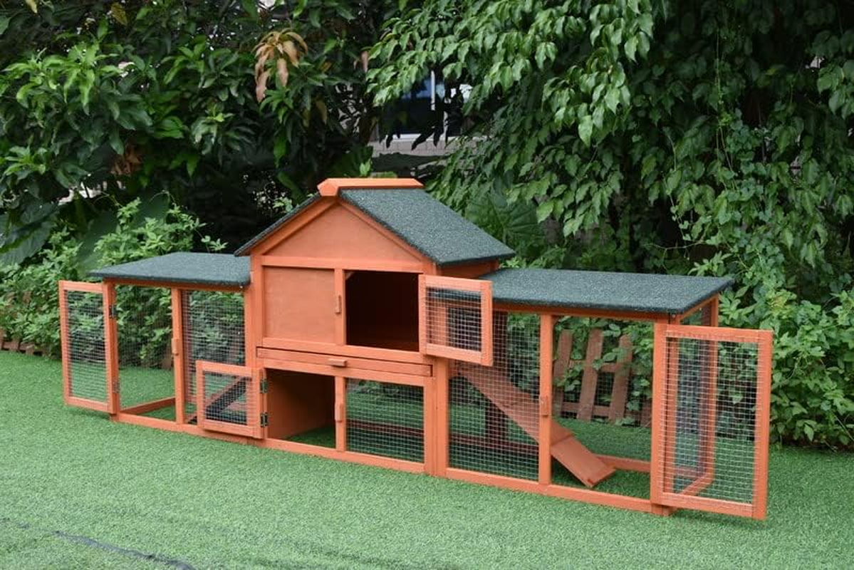 Pawhub Double Run Wooden Chicken Coop Rabbit Hutch Bunny Cage image number 3