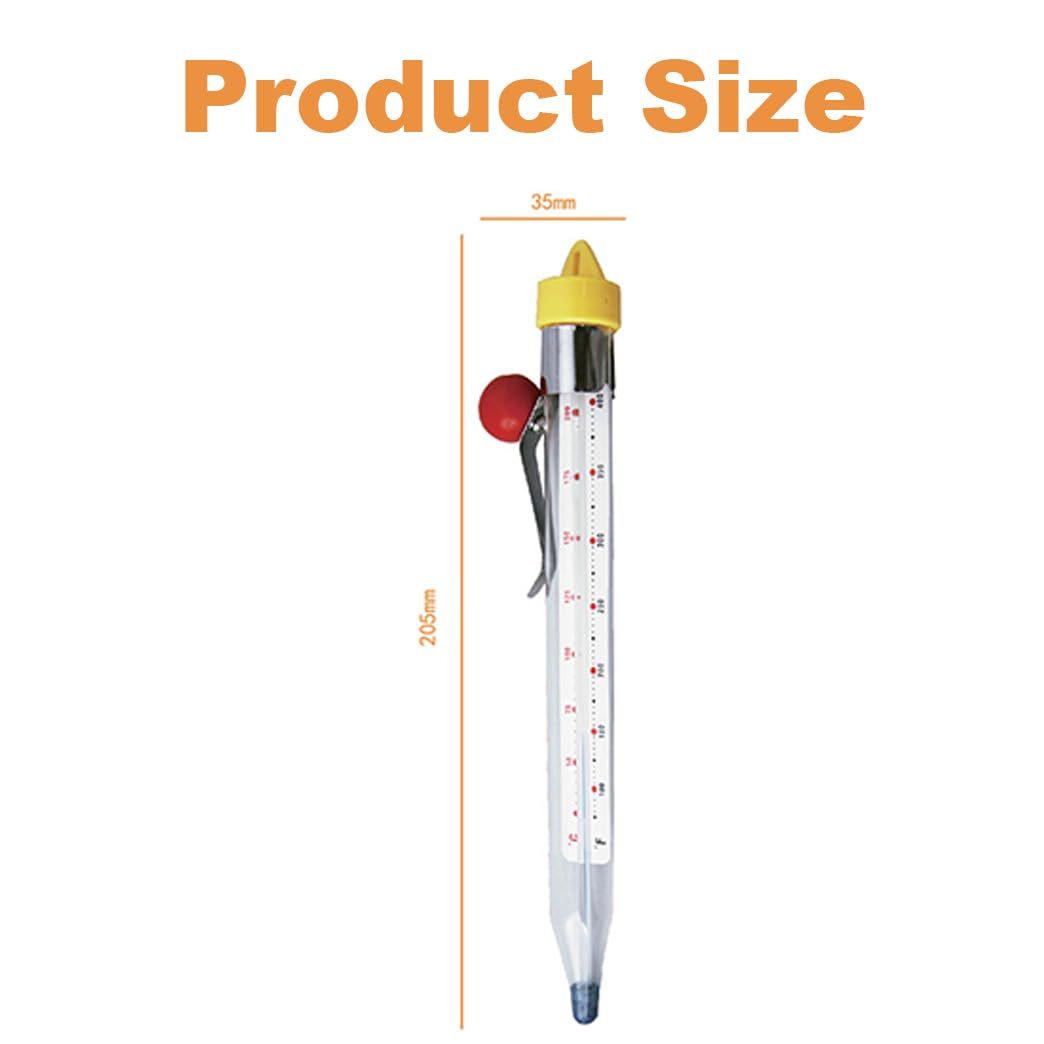 Candy and Deep Fry Thermometer with Pot Clip, Glass Food Thermometer for Sugar Syrup and Oil, Kitchen Cooking Tool with Hook