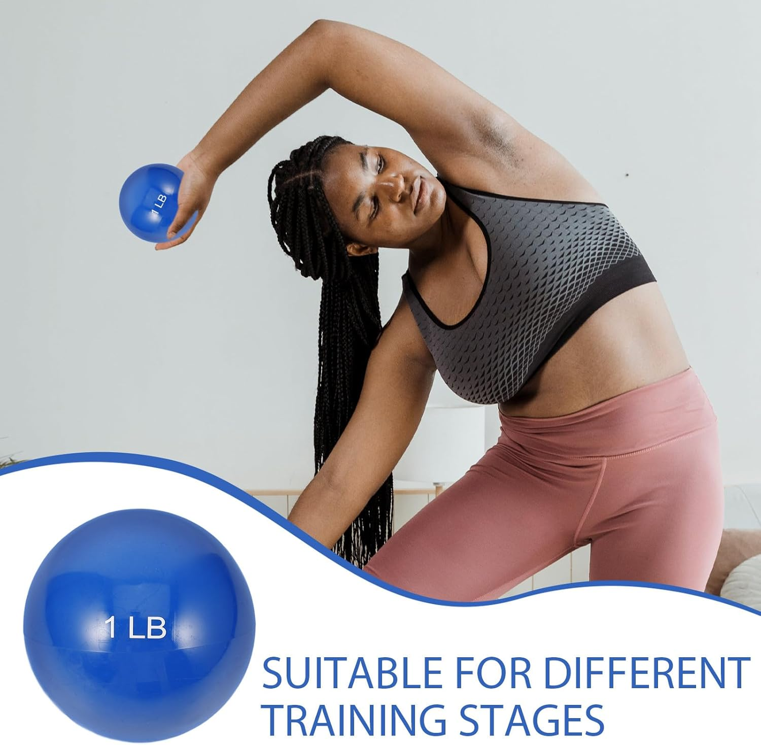 NOLITOY Weighted Soft Sand Ball 1Lb for Pilates Yoga Strength Training, PVC Soft Practice Ball for Fitness and Balance Exercises in Home Gym image number 3