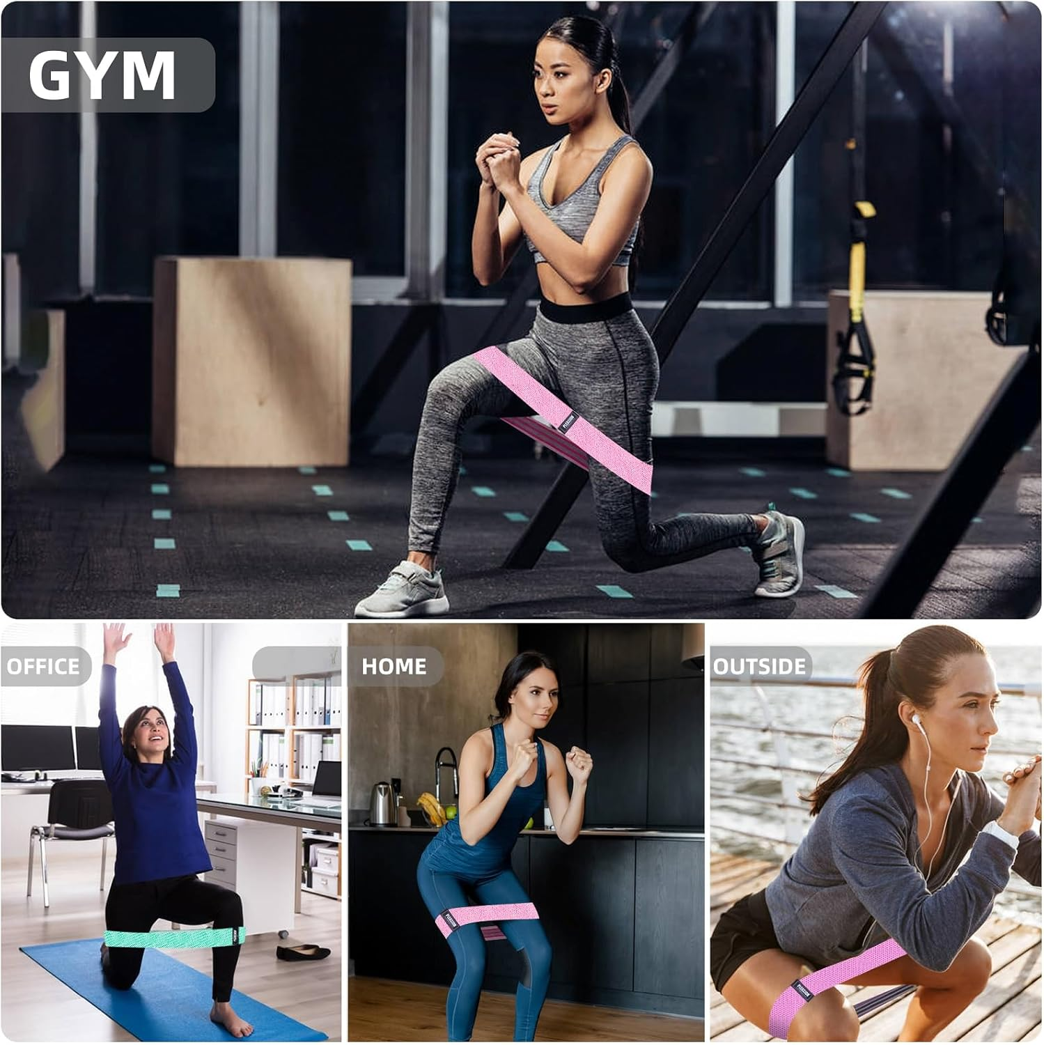 Fitness Band Resistance Bands, Anti-Slip Resistance Loop Band Fabric Set Hip Legs Sports Elastic Spoil Band Training Band for Yoga Crossfit Gymnastics Etc image number 3