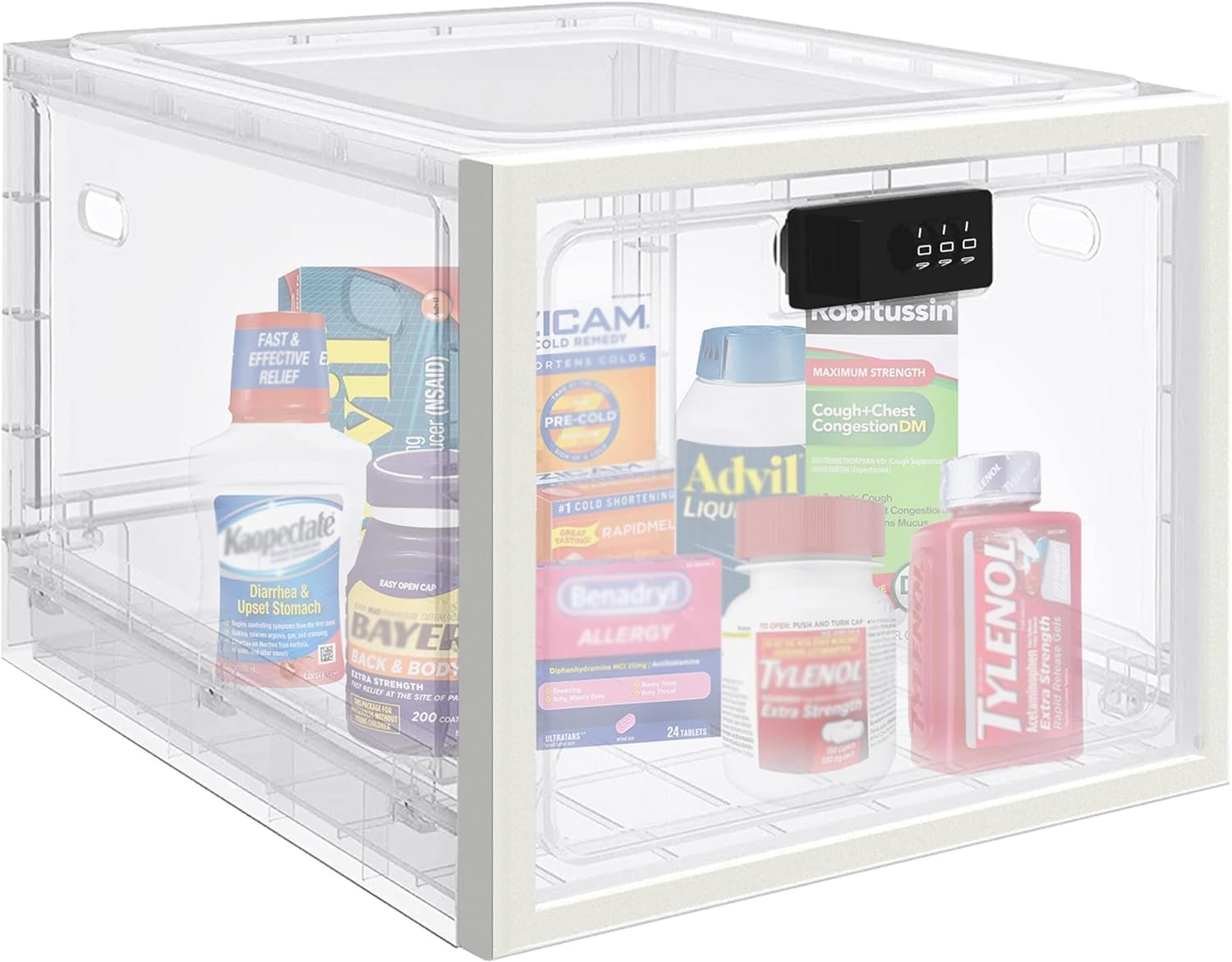 Medicine Lock Box, Large Lock Box, Medication Storage Lockable Container for Medicine Storage Box Refrigerator Food Safe Locking Box Tablet Phone Locked Box for Kitchen Home School and Office Safety image number 5