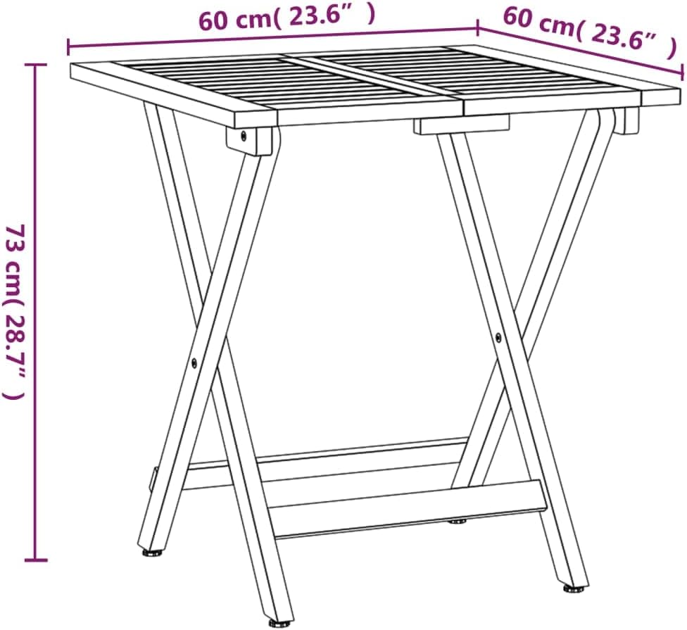Vidaxl Retro Style 3 Piece Folding Bistro Set - Solid Wood Acacia with Cushions - Brown and Cream Colour - Brown image number 5