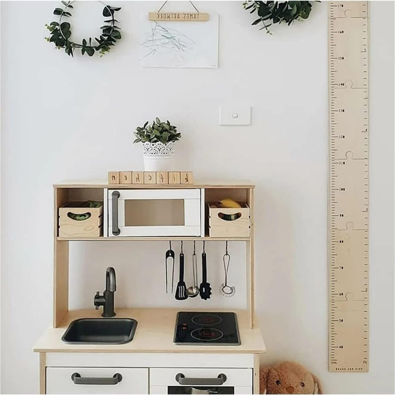 1 Set Height Ruler Wooden Ruler,Height Chart, Wooden Growth Chart for Wall,Perfect Nursery,Room Decor to Measure (210Cm) image number 4