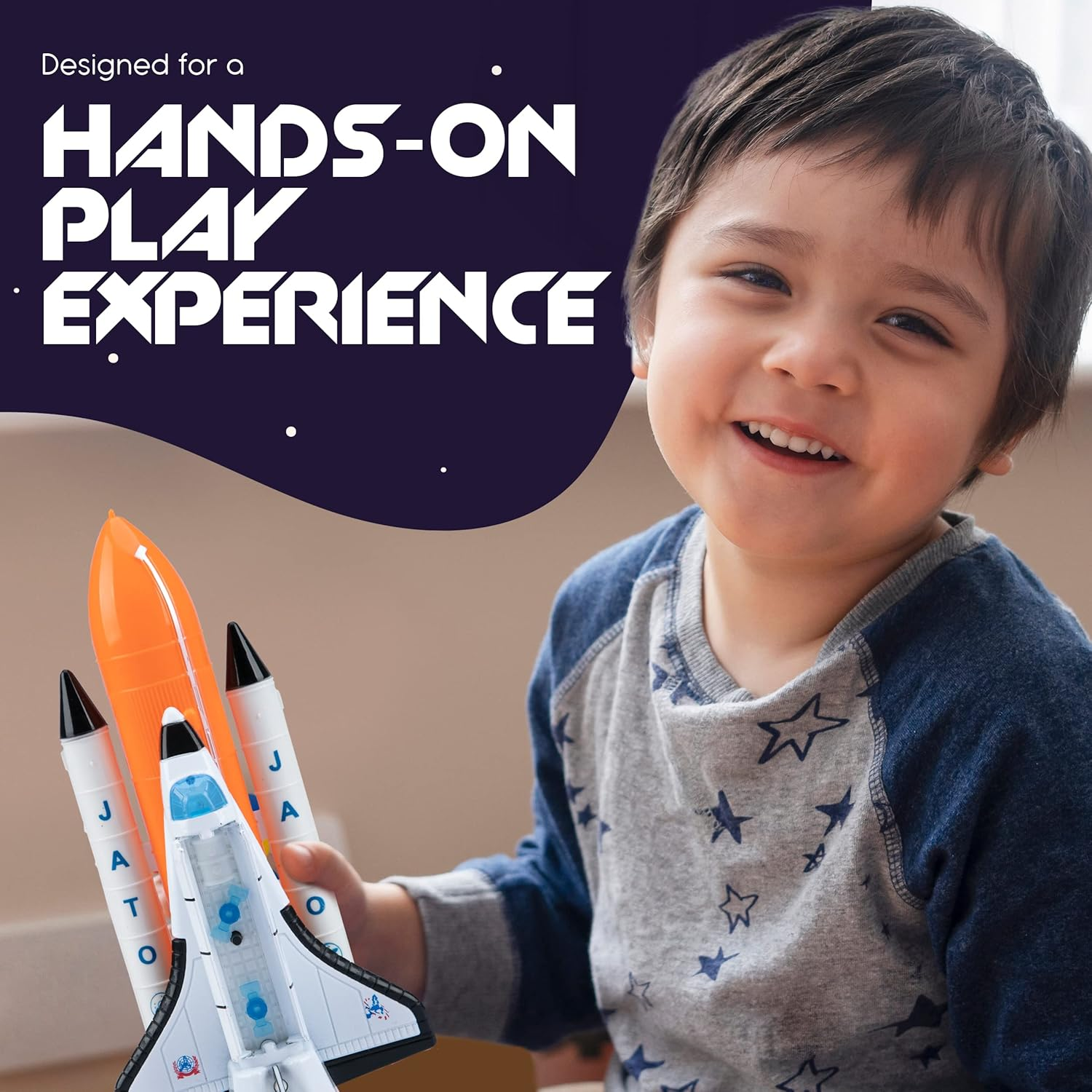 Smart Novelty Space Shuttle Toys, Interactive Toy Rocket Ship, 14 Pcs Space Shuttle Toy, Die-Cast Space Toys for Kids 3-5 with Lights, Rocket, Mini Astronauts, Airplanes & Vehicles image number 3