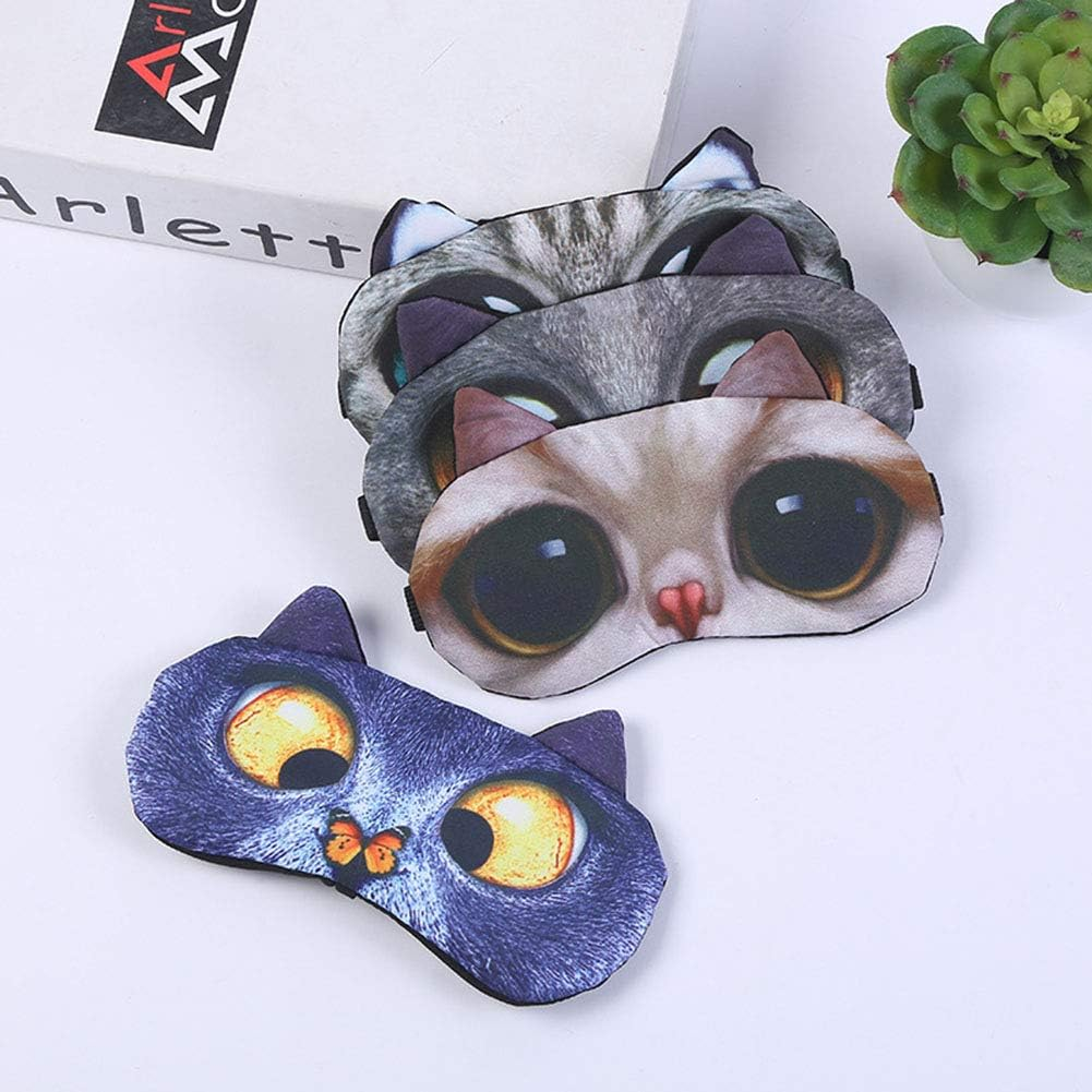 8 Pack Cute Animal Funny Sleep Eye Mask for Sleeping Cat Dog Soft Plush Blindfold Sleep Masks Eye Cover Eyeshade for Kids Girls Men Women Plane Travel Nap Night Sleeping image number 3