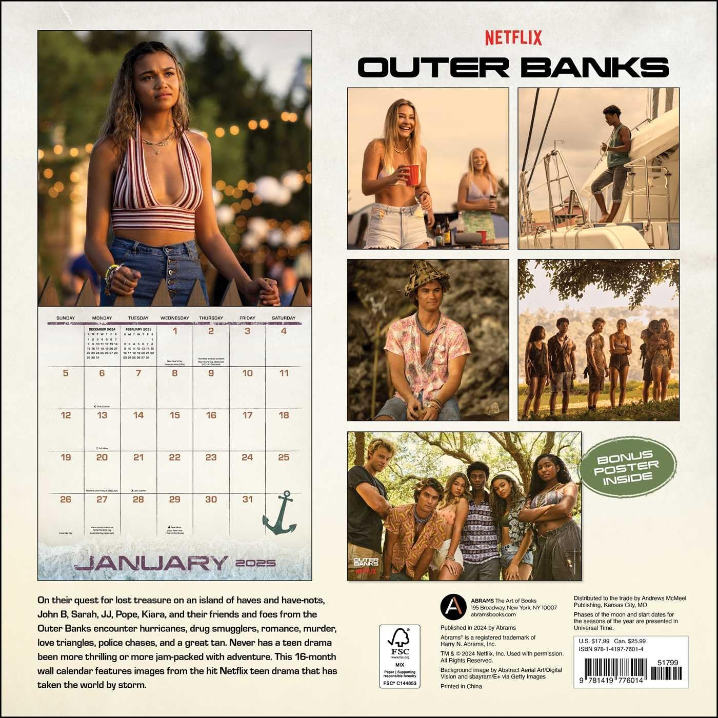 Outer Banks 16-Month 2024-2025 Wall Calendar with Bonus Poster image number 1