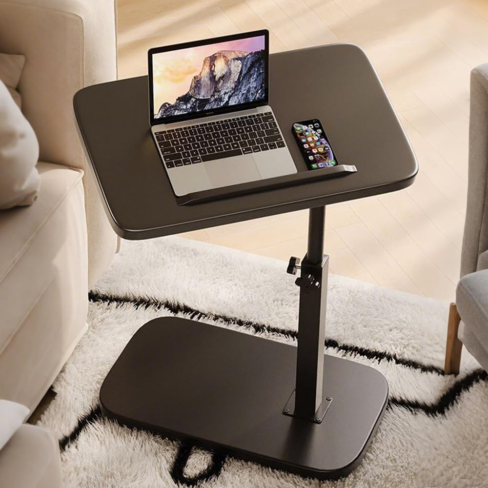 Home Side Tables for Small Spaces，Adjustable by Lifting and Flipping Sofa Side Table Small Coffee Table Anti-Rust Waterproof, End Tables for Living Room Bedroom Balcony Office (Black) image number 6