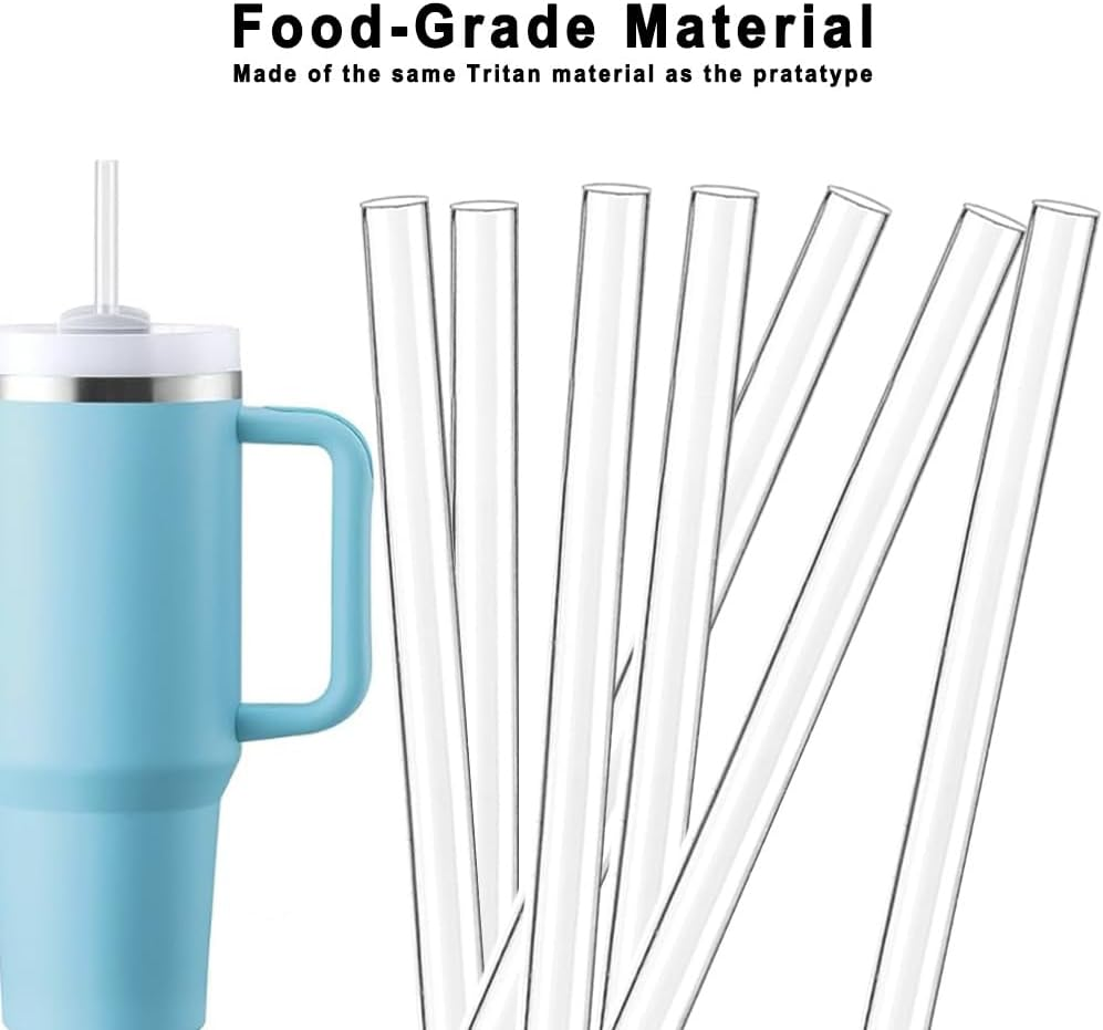 Replacement Straws for Stanley 10/20/30/40 Oz Quenther Tumbler Stanley Cup, 6 Plastic Straws with Cleaning Brush, Reusable, Perfect for Stanley 40 Oz Cups, Plastic Clear Straw Stanley Cup Accessories image number 1