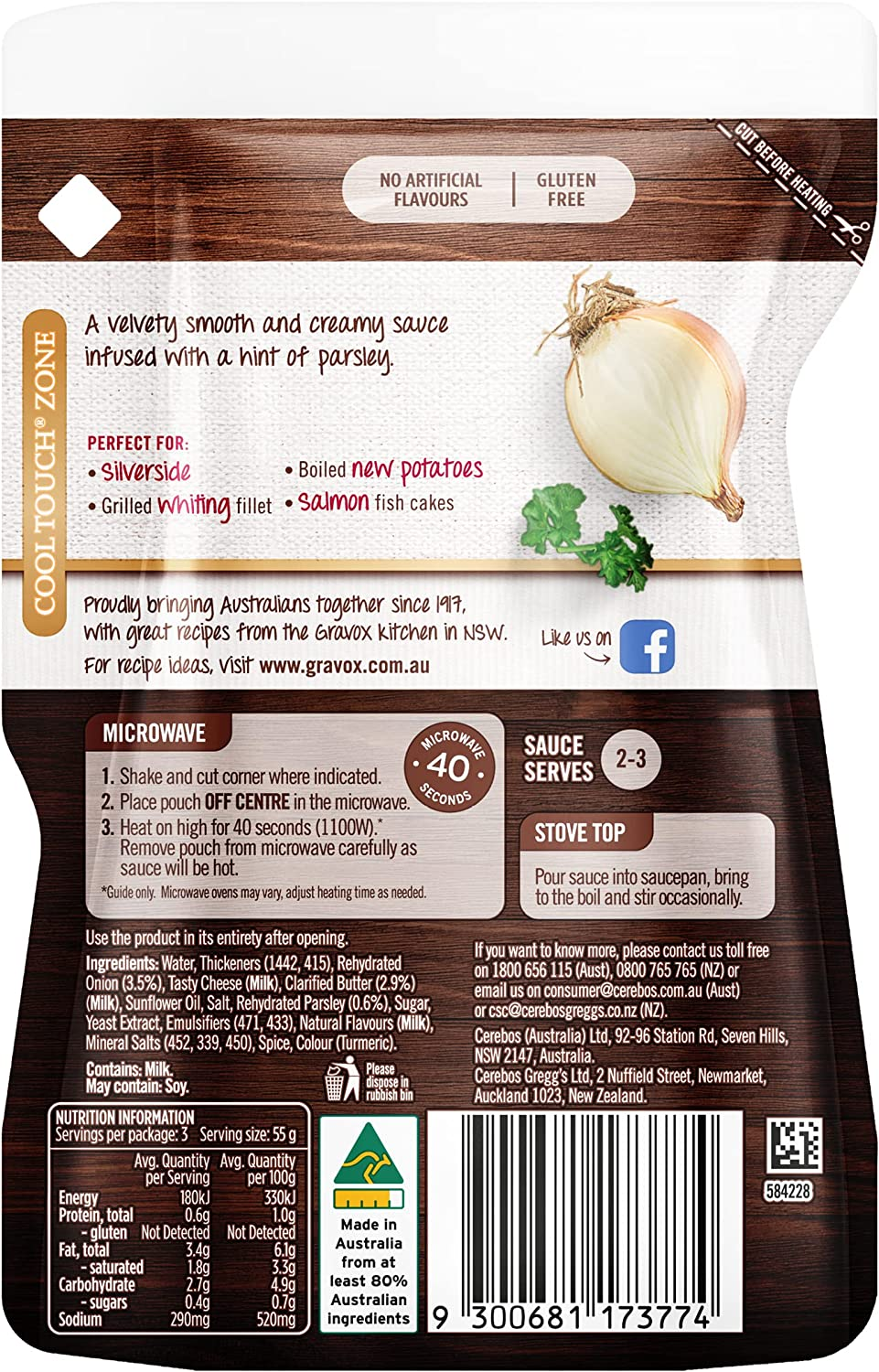 Gravox White with Parsley Sauce Pouch Liquid Pouch for Gravy and Liquid Stock Instant Sauce 165G