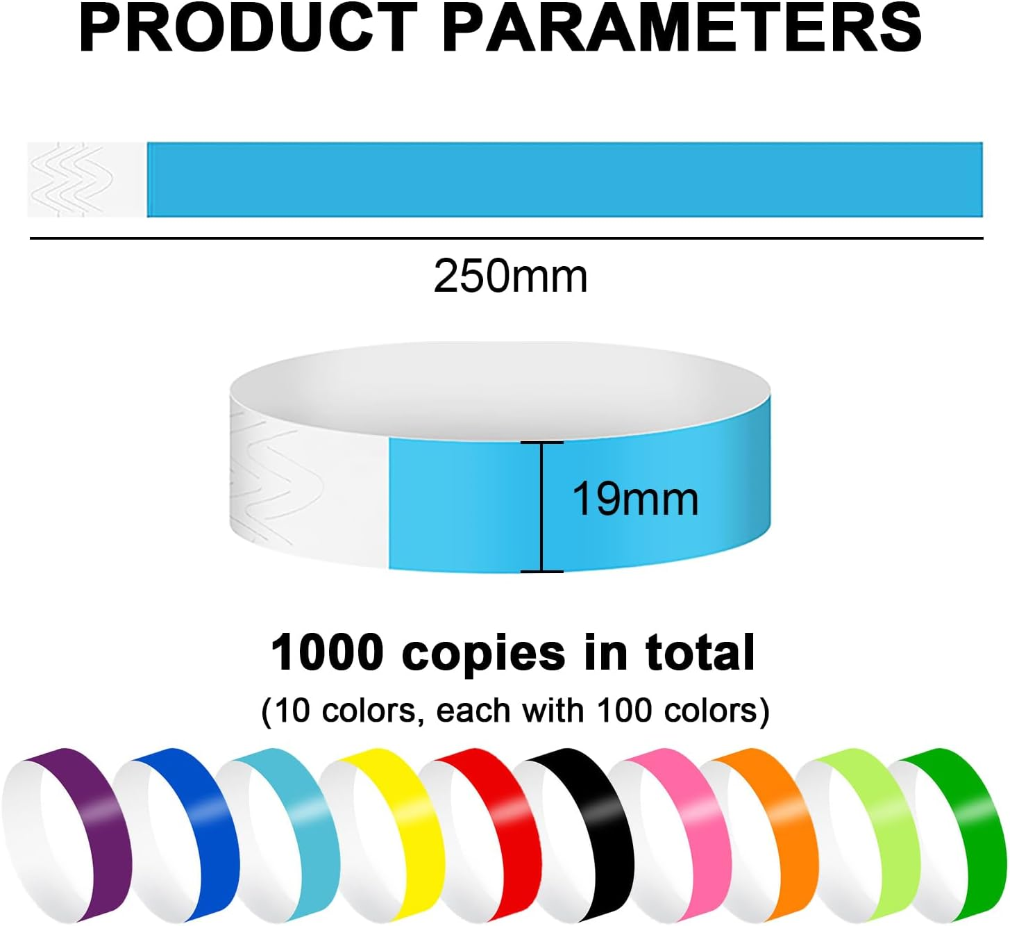 1000 Pieces Colorful Event ID Wristbands Colorful Tyvek Waterproof Paper Wristbands Party Wristbands Wristbands Bracelets for Events, Bars, Concerts. (100 Pieces) image number 5