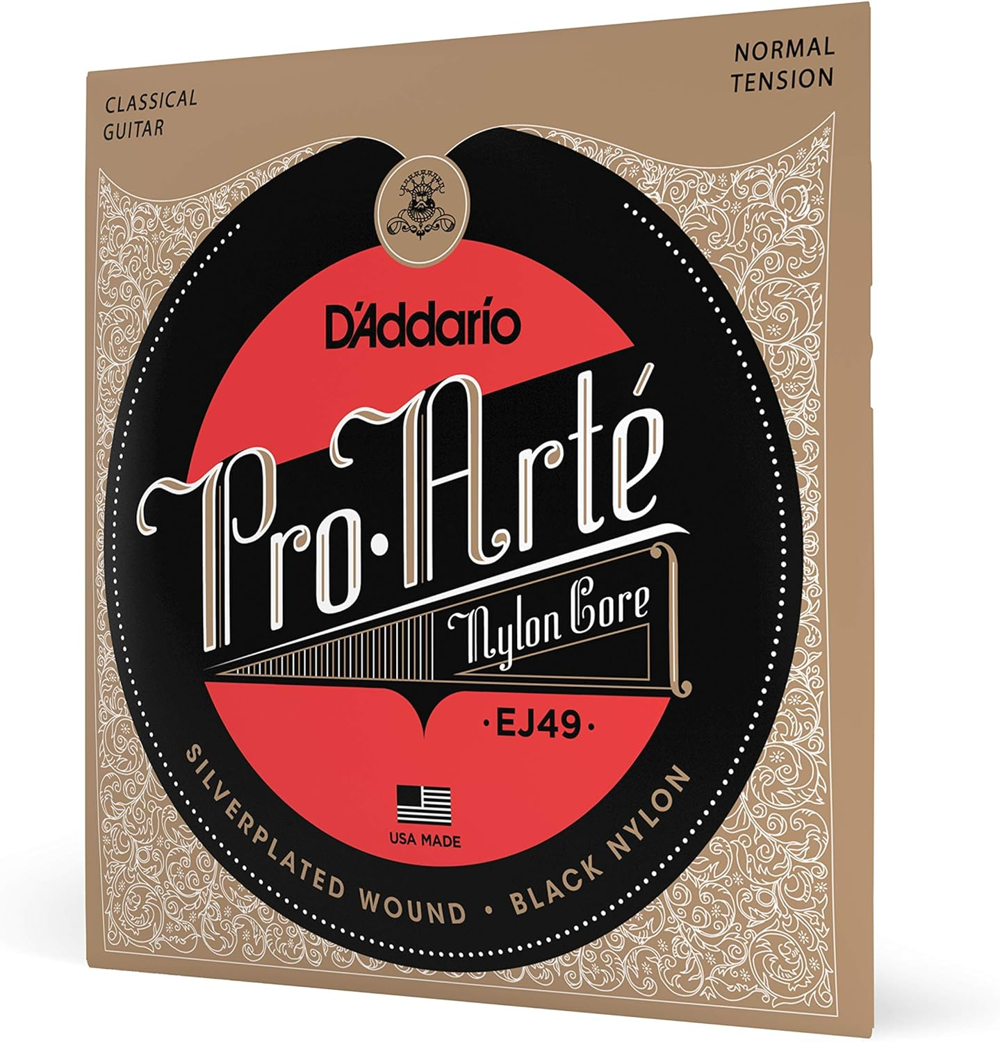 D'Addario EJ50 Pro-Arte Black Nylon Classical Guitar Strings, Hard Tension image number 1
