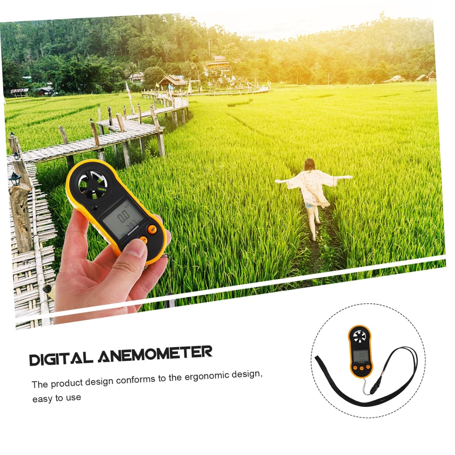 Handheld Digital Anemometer with Screen Display High Precision Airflow Velocity for Wind Speed and Temperature Measurement Ergonomic Design with Backlight for HVAC and Outdoor Use image number 3