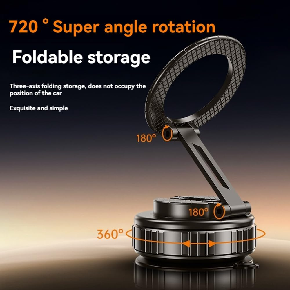 2025 Upgraded Vacuum Magnetic Car Phone Holder,360&deg; Adjustable Foldable Strong Suction Mount,Ultra Vacuum Suction Cup for Most Smartphones/Vehicles - Car, Gym, Mirror (Gray) image number 2