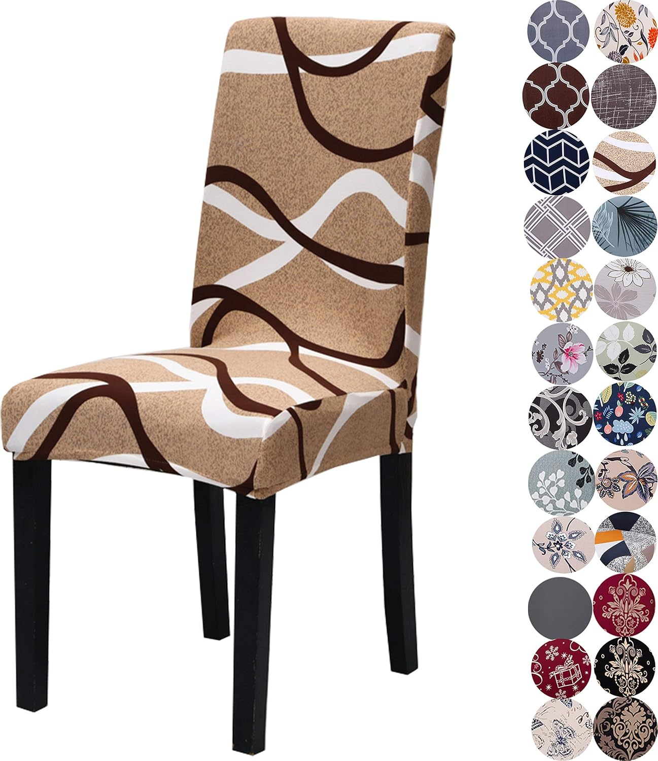 Lalluxy Stretchy Parson Chair Slipcovers for Dining Room Chair Seat Covers Chair Protectors for Party Pet Protection Universal Fit Soft Polyester (Set of 6, Quatrefoil Red)