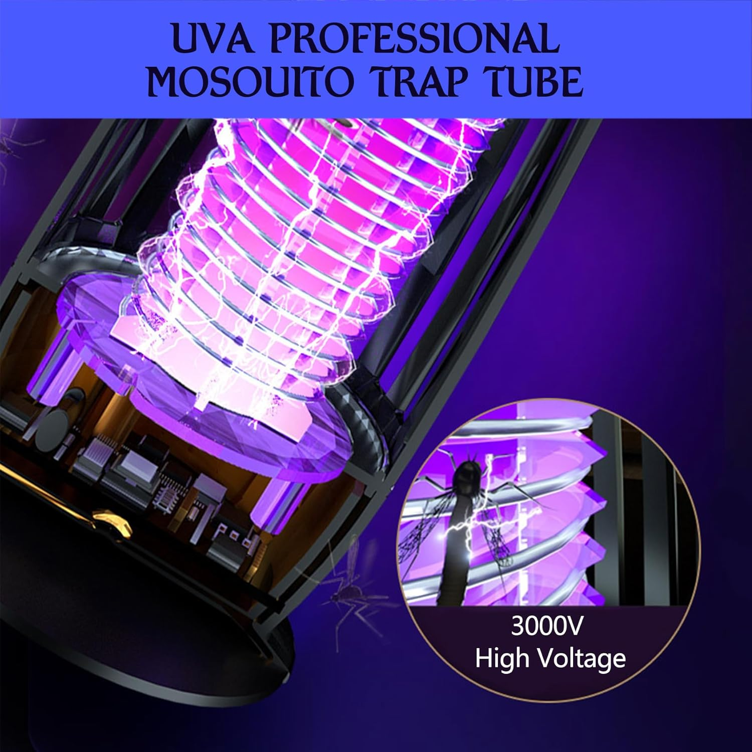 Electric Fly Catcher, Portable Bug Zapper,1200Mah Rechargeable Mosquito Killer, 2 in 1 Killer with UV Lamp and Lighting Lamp,360&deg; Attract Zap Flying Insect for Patio Bed Office Camping