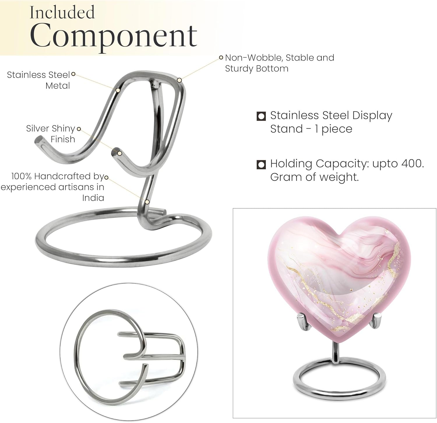 Blush Pink Marble Decorative Urn - Large Funeral Cremation Urn for Adult Ashes image number 3