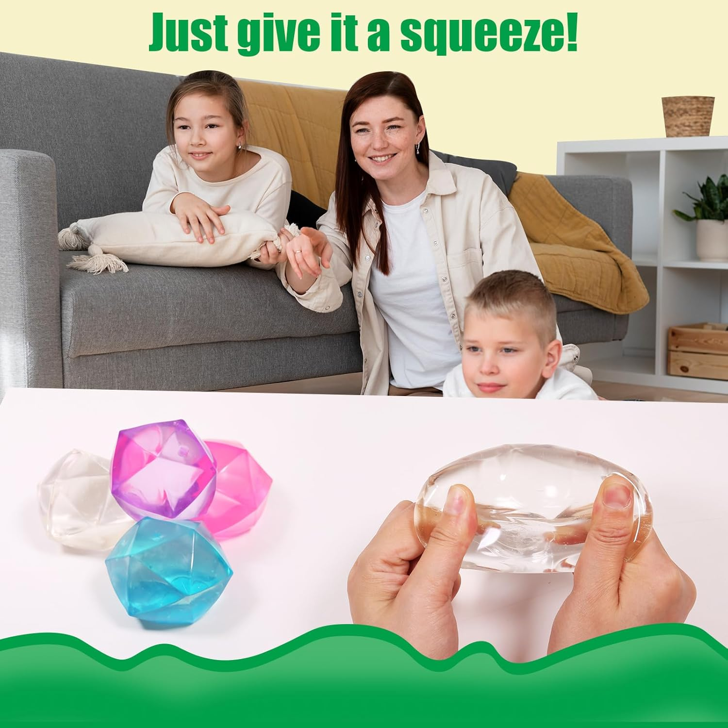 Stress Cube - Squishy Stress Balls-Sensory Fidget Toy for Your Best Mellow and Chill - Square Shape with Filling in Assorted Blue Pink Purple White - Age 3 to Adult - Pack of 1 (White) image number 2