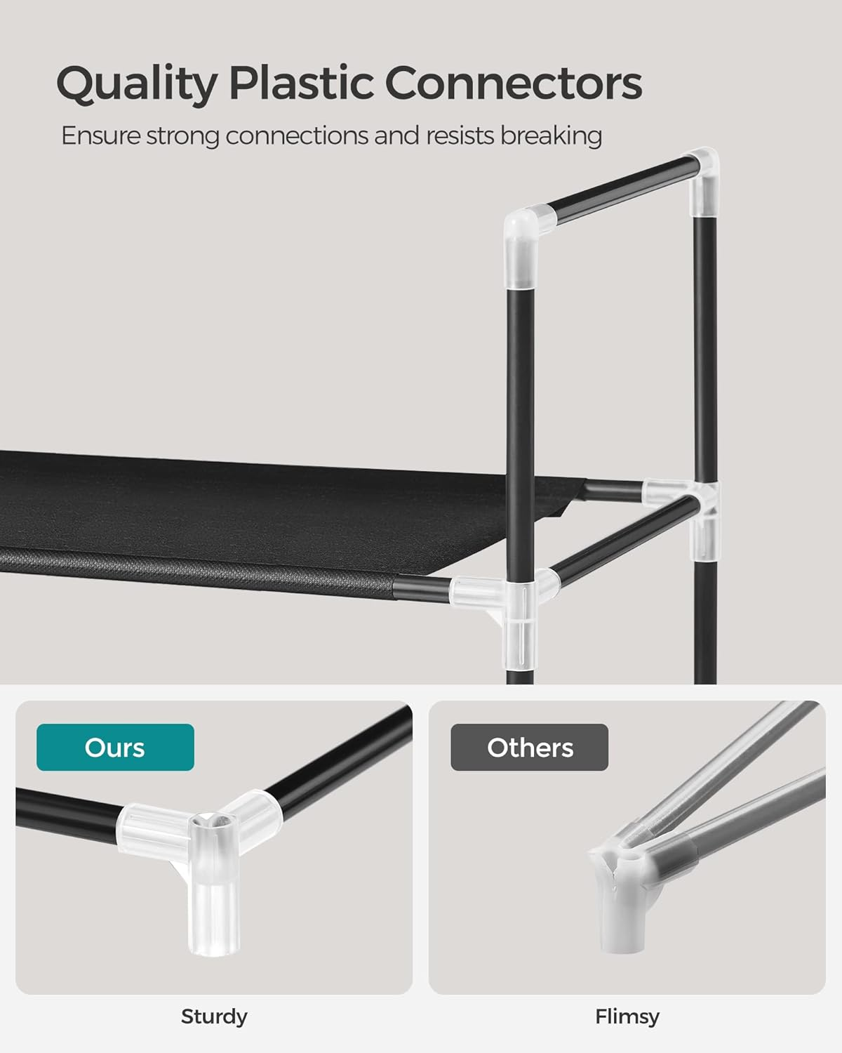 SONGMICS 2-Tier Shoe Rack, Shoe Storage for Hallway Closet, Slim and Space-Saving, Metal Frame, Non-Woven Fabric Shelves, Black ULSH052B01 image number 5