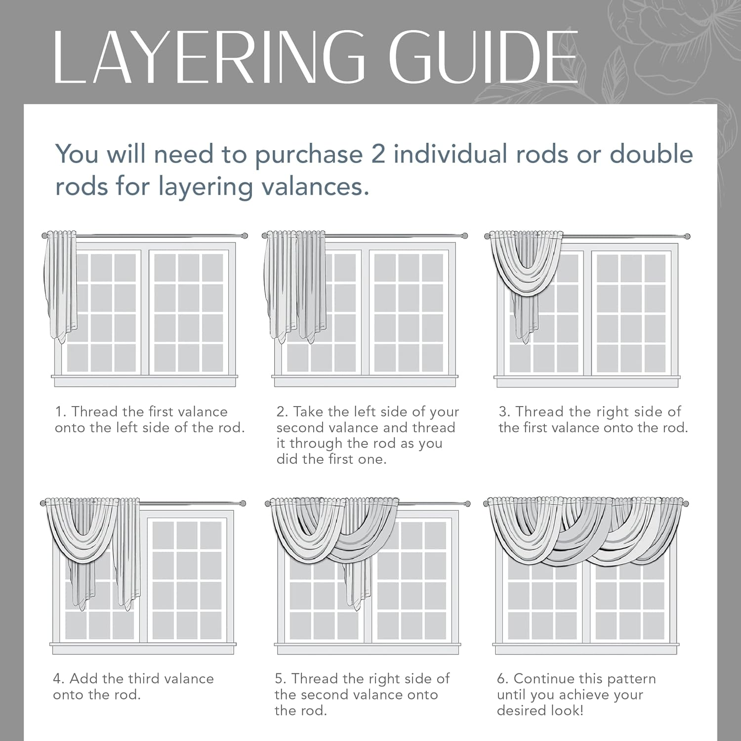 Elrene Home Fashions Antonia Blackout Rod Pocket/Back Tab Window Curtain Panel, Fabric, Rouge, 52" X 36" (1 Valance) image number 7