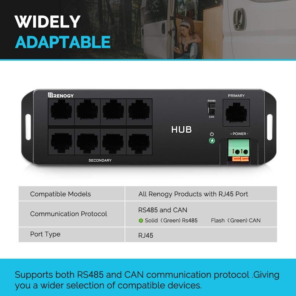 Renogy Bluetooth Hub RJ45 Communication Port Wirelessly Monitor Multiple Devices image number 1