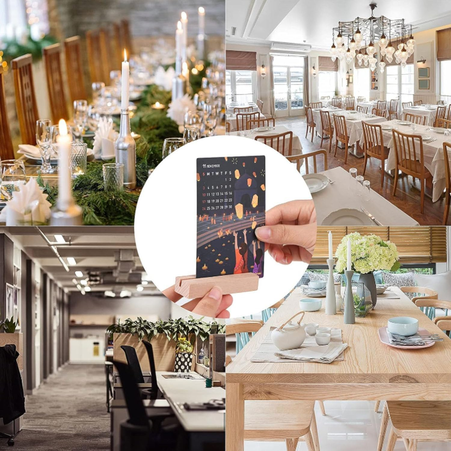 20Pcs Wooden Name Card Holder, Double Sided Display, Name Card Holder, Photo Holder, Table Number Holder, Wedding Party Event Decoration image number 6