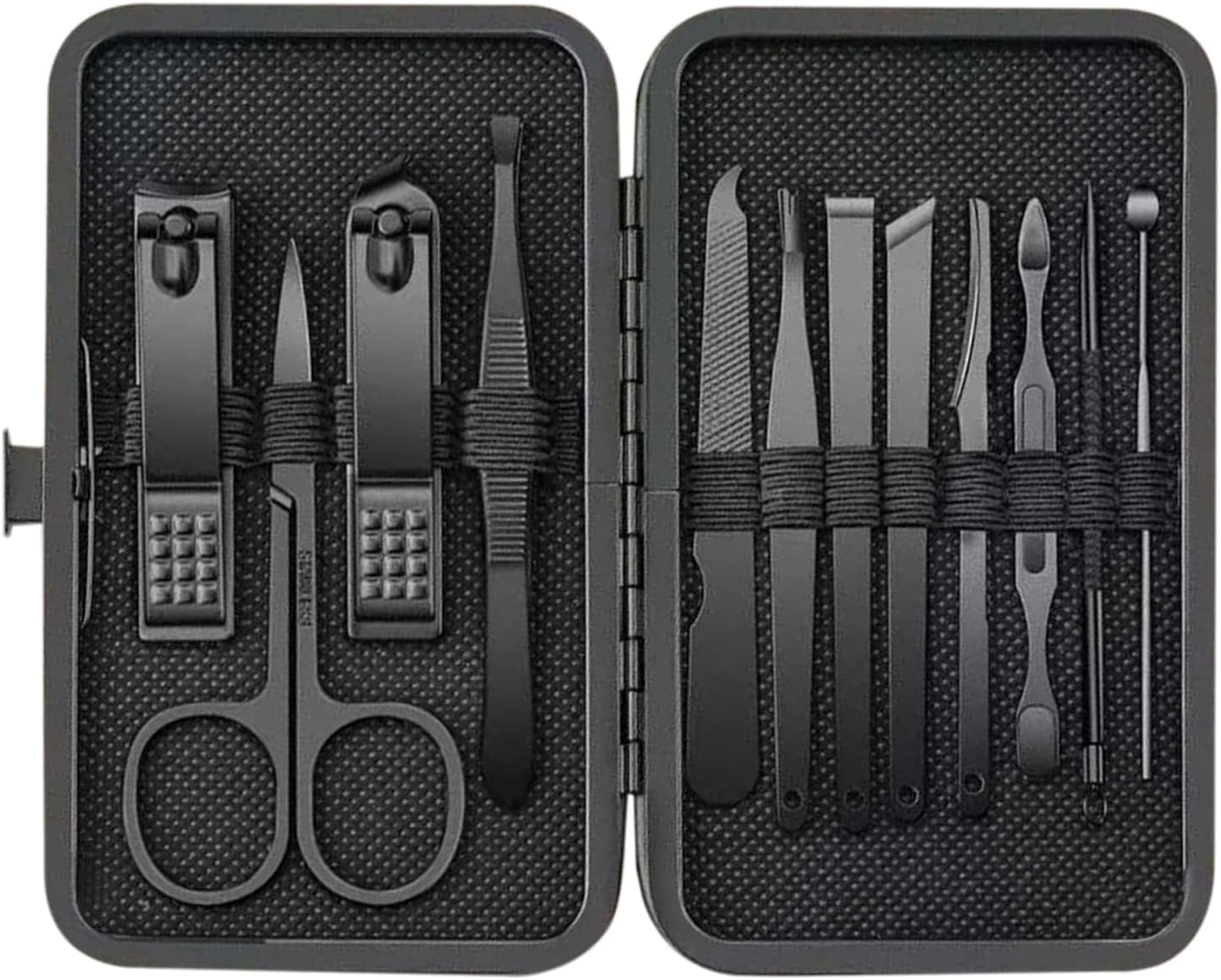 12-Piece Black Manicure Set, Professional Manicure Tools, Including Nail Clippers, Tweezers, Suitable for Exfoliating and Removing Calluses image number 5