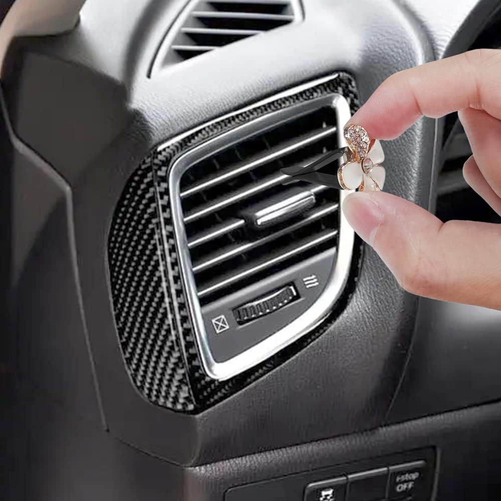 Sourceton 10 Pcs Sparkling Car Decoration Flower Set, Cute Set for Car Decoration, Glitter Coaster and Multicolor Flowers Air Outlet Petals (White, Pink, Glitter, Black) image number 3