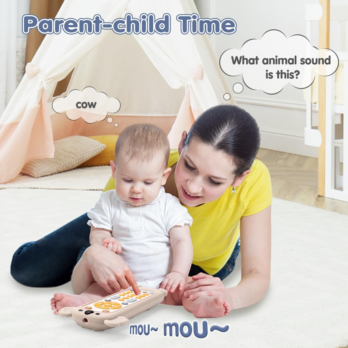 Kaekid Baby TV Remote Control Toy with Silicone Cover, Baby Musical Toys, Toddler Early Number Learning in 3 Languages (English, Spanish & French), Preschool Kids Toys 6-12 Months (Koala) image number 3