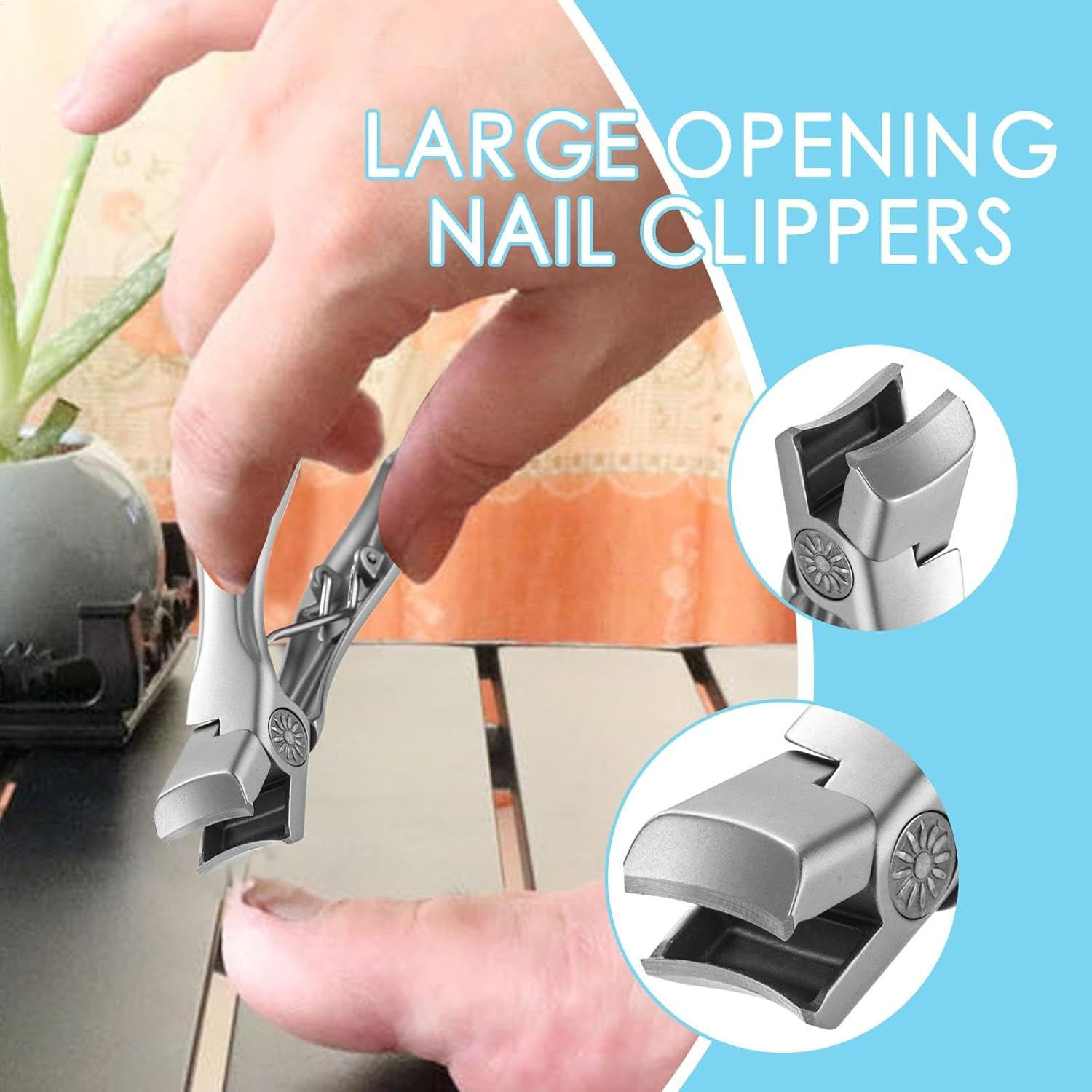 Nail Clippers for Men | Heavy Duty Nail Clippers Wide Jaw Opening Toenail Clippers,Fingernail Clippers No Splash Large Nail for Thick Nails image number 6