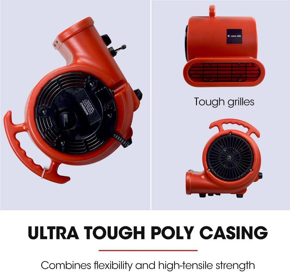 Baumr-Ag Carpet Floor Dryer Air Mover Blower Fan, 3-Speed, 800CFM, Commercial/Home image number 1