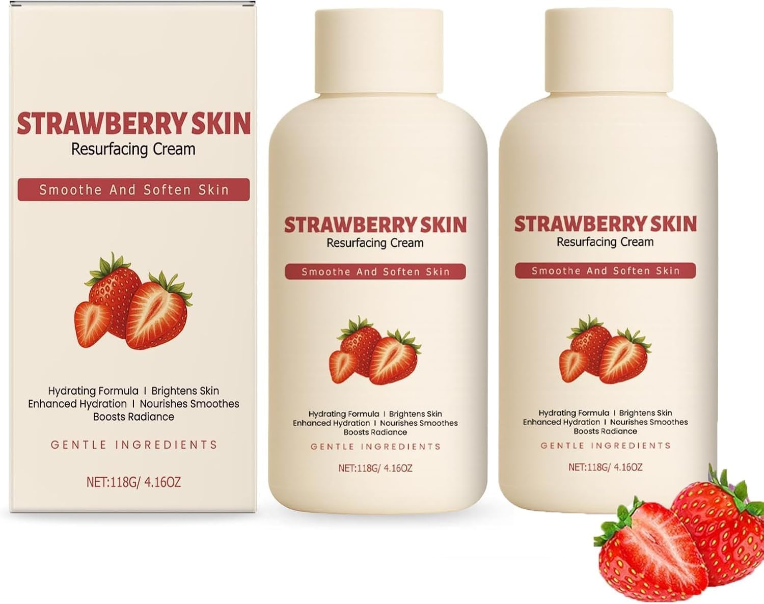 Strawberry Skin Resurfacing Cream,Moisturizing and Lightweight Creams,Reduce Chicken Skin Bumps and Uneven Texture,For All Skin Types