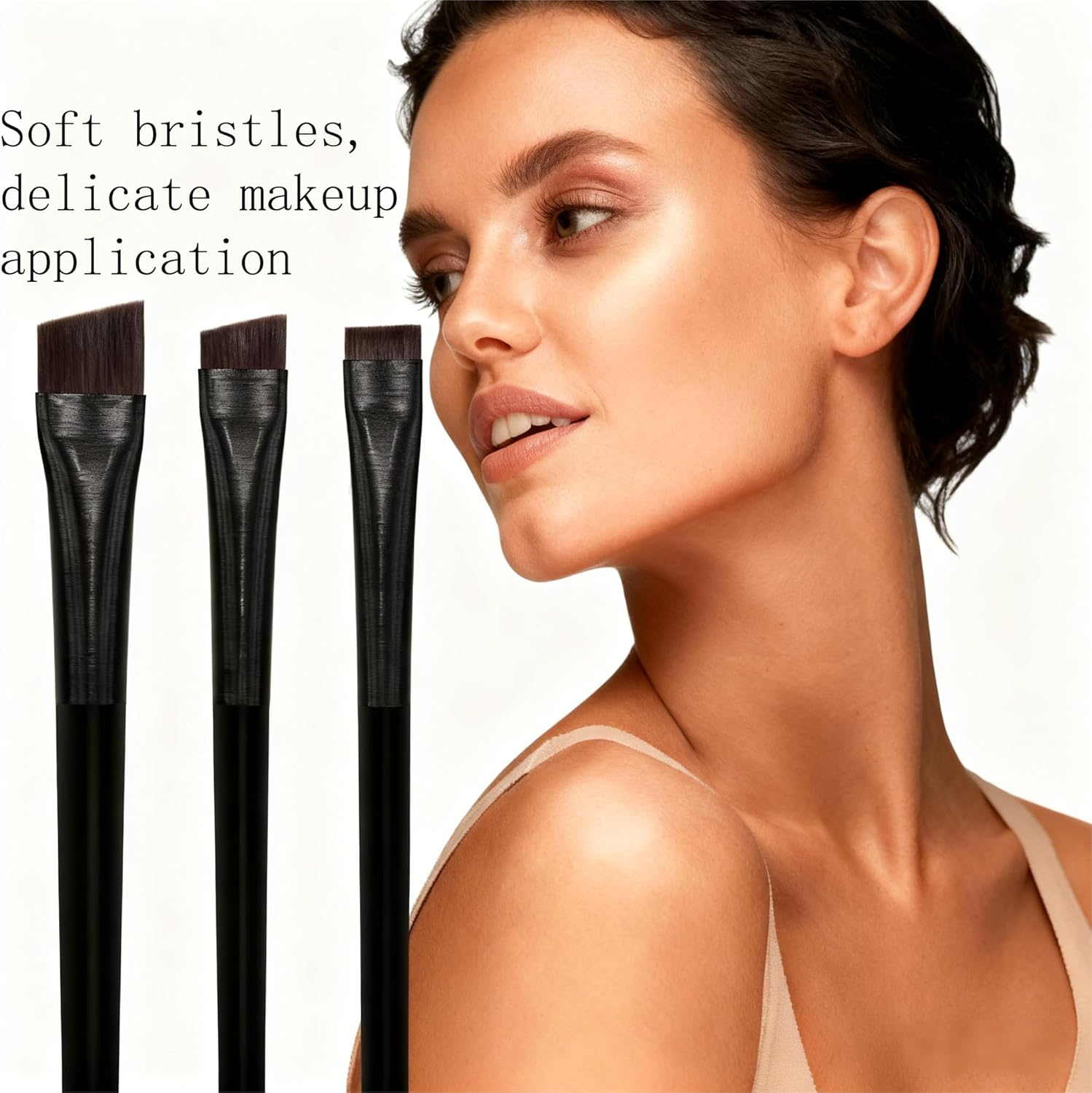 Yimaneili 3-Piece, Eyebrow Brush Eyeliner Brush Set, Thin Diagonal Dyeing Brush, Ultra-Thin Flat Makeup Brush, Precise Makeup Tools image number 2