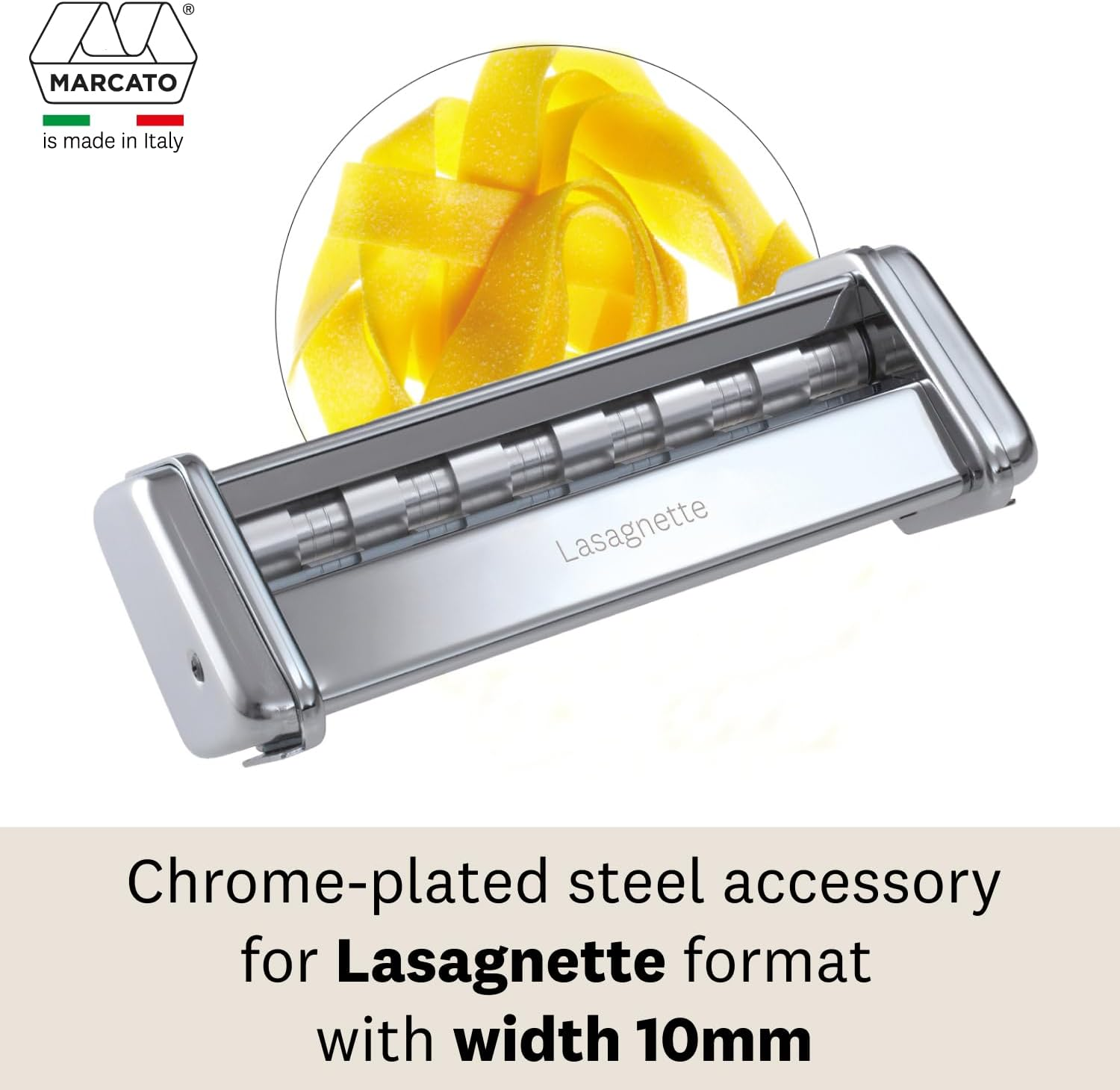 Marcato Lasagnette Cutter Attachment, Made in Italy, Works with Atlas 150 Pasta Machine, 7 X 2.75-Inches
