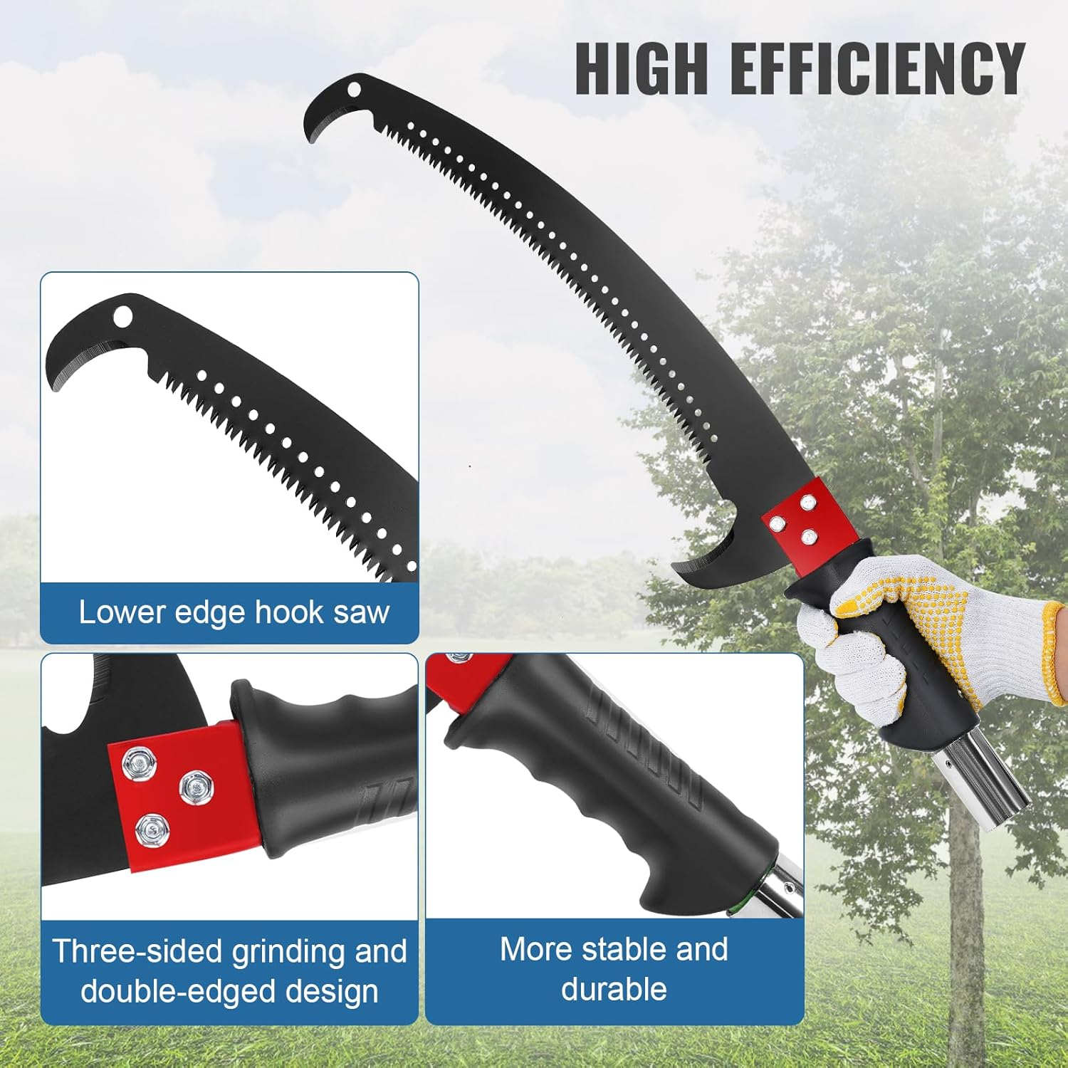 30 Ft Manual Pole Saw, Extendable Tree Pruner Blade and Scissors Set with 9 Fiberglass Handles, Long Branch Pruner Retractable for Backyard and Garden, Bush Cutting and Pruning of Palm Trees image number 6