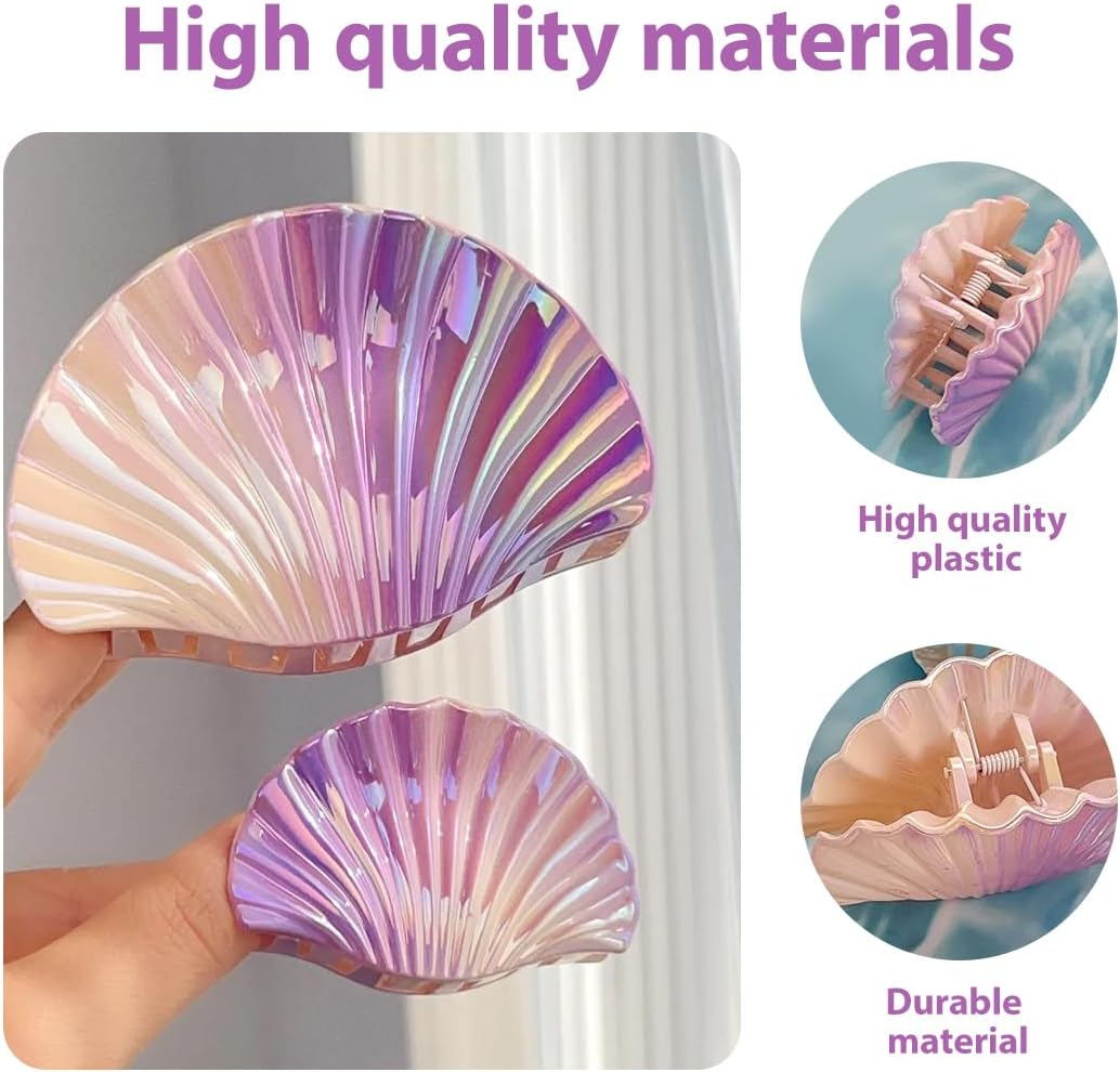 GXGM Gradient Color Hollow Out Shell Hair Clips for Women and Girls 3Pcs (A) image number 2