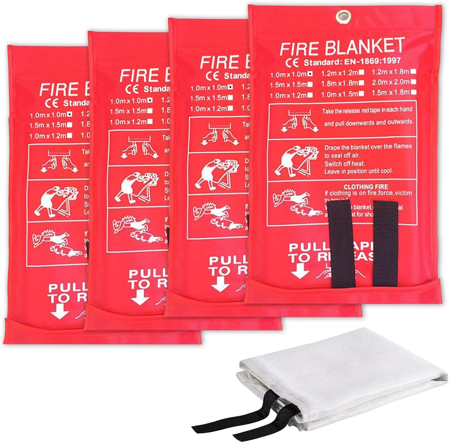 DAWNTREES Fire Blankets 4 Pack Emergency for Kitchen Home,1X1M Emergency Fire Retardant Blanket for Home Fireproof Blanket for Camping, Grill, Car, Office, Warehouse, School, Picnic, Fireplace (4) image number 5