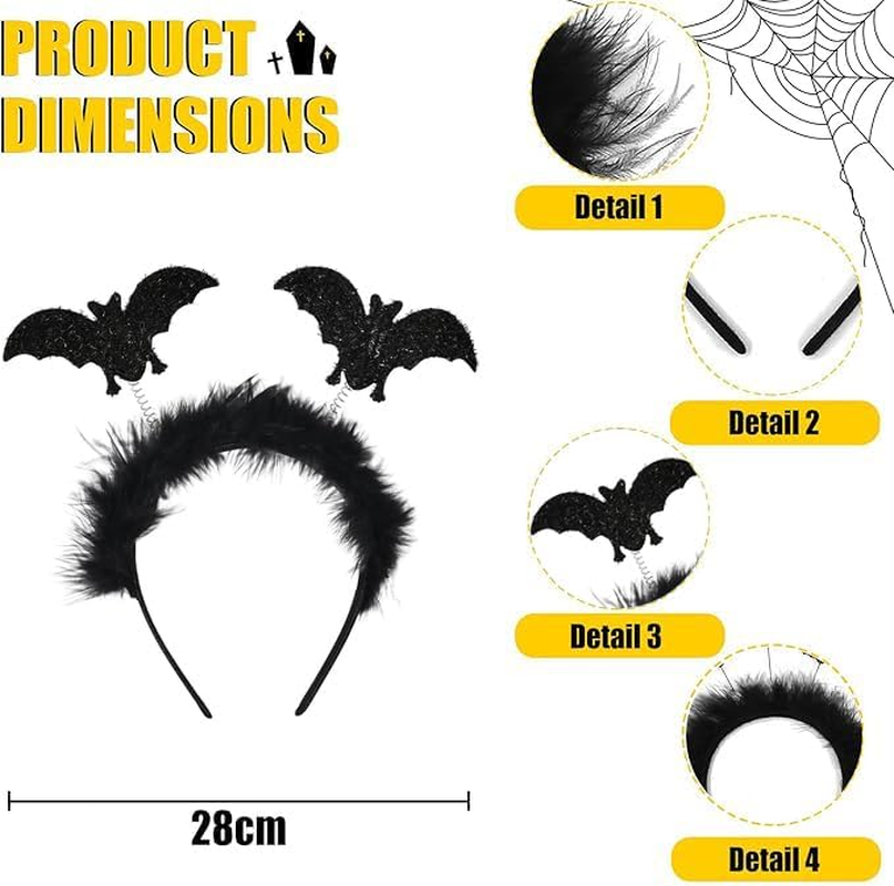 Bat Ears Headband - Halloween Costume Decoration Accessories for Children, Adults, Women & Men, Bat Costume Headpiece for Halloween, Fancy Dress & Carnival Party image number 3