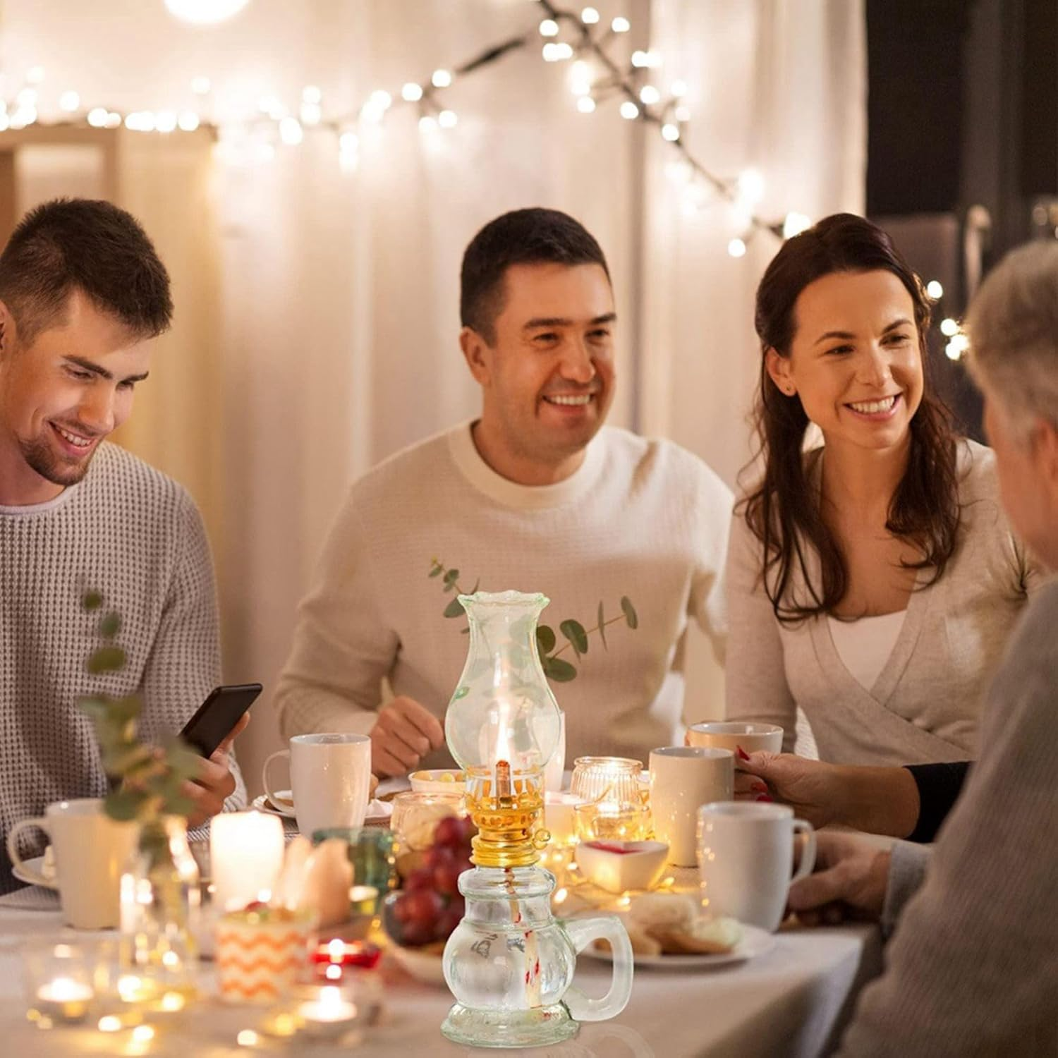 Clear Lamp Lantern,Oil Lamp Glass for Tabletop Decor, 2PCS Chamber Oil Lamp Home Lighting image number 3