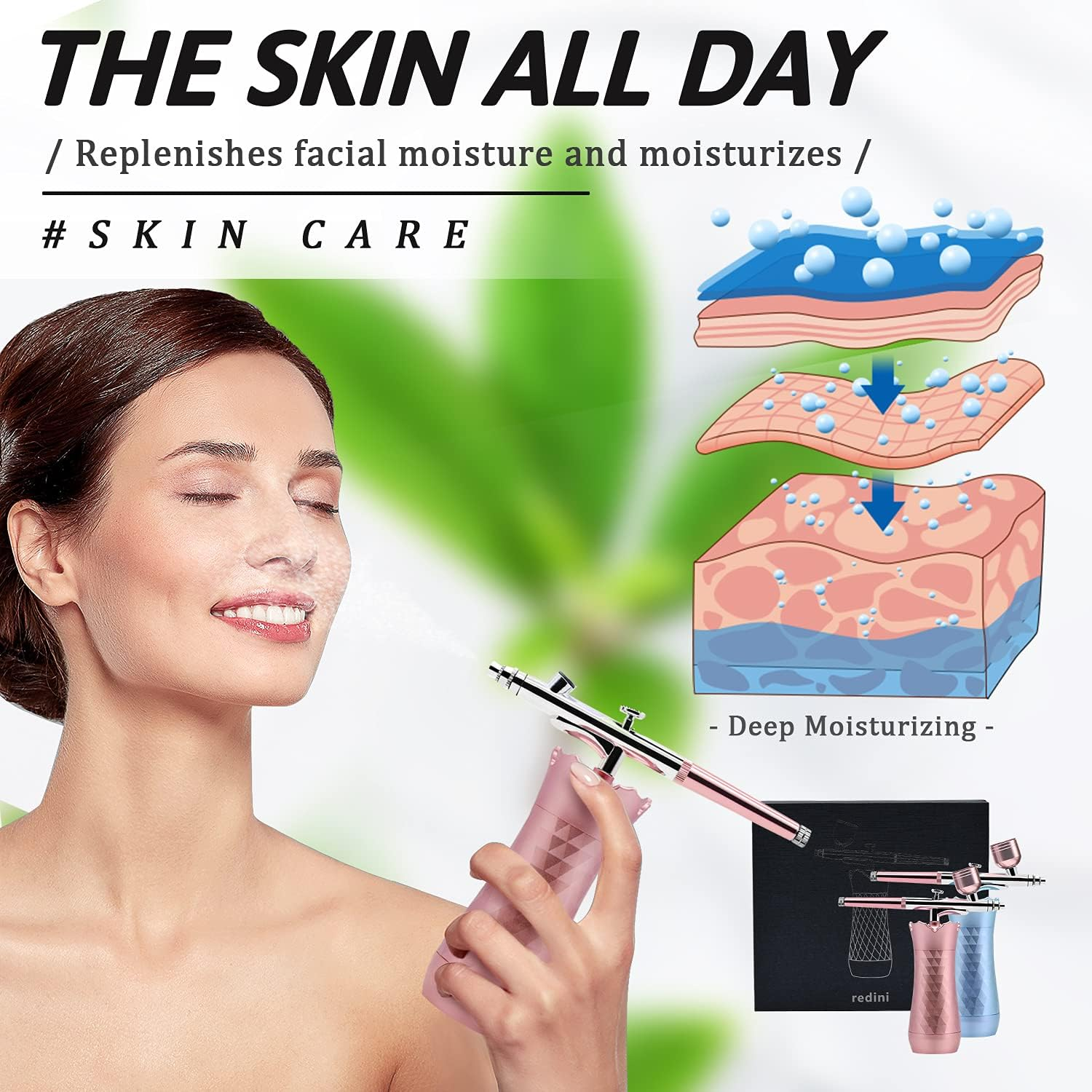 Redini Cordless Airbrush Kit, Mini Kit for Painting, Handheld Cake with Compressor, Rechargeable Makeup Makeup, Decor, Model, Nail Art, Tattoo, Barber, Blue image number 4