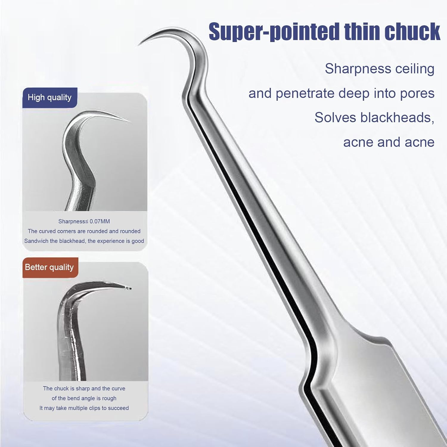 Comedone Extractor Tool: 7-Piece Stainless Steel Kit for Blackhead/Whitehead Removal. This Pimple Popper Tool Kit Works on Nose, Face&mdash;Safe, Durable, Ideal for Blemish Care. a Practical Set for Daily Skincare. image number 4