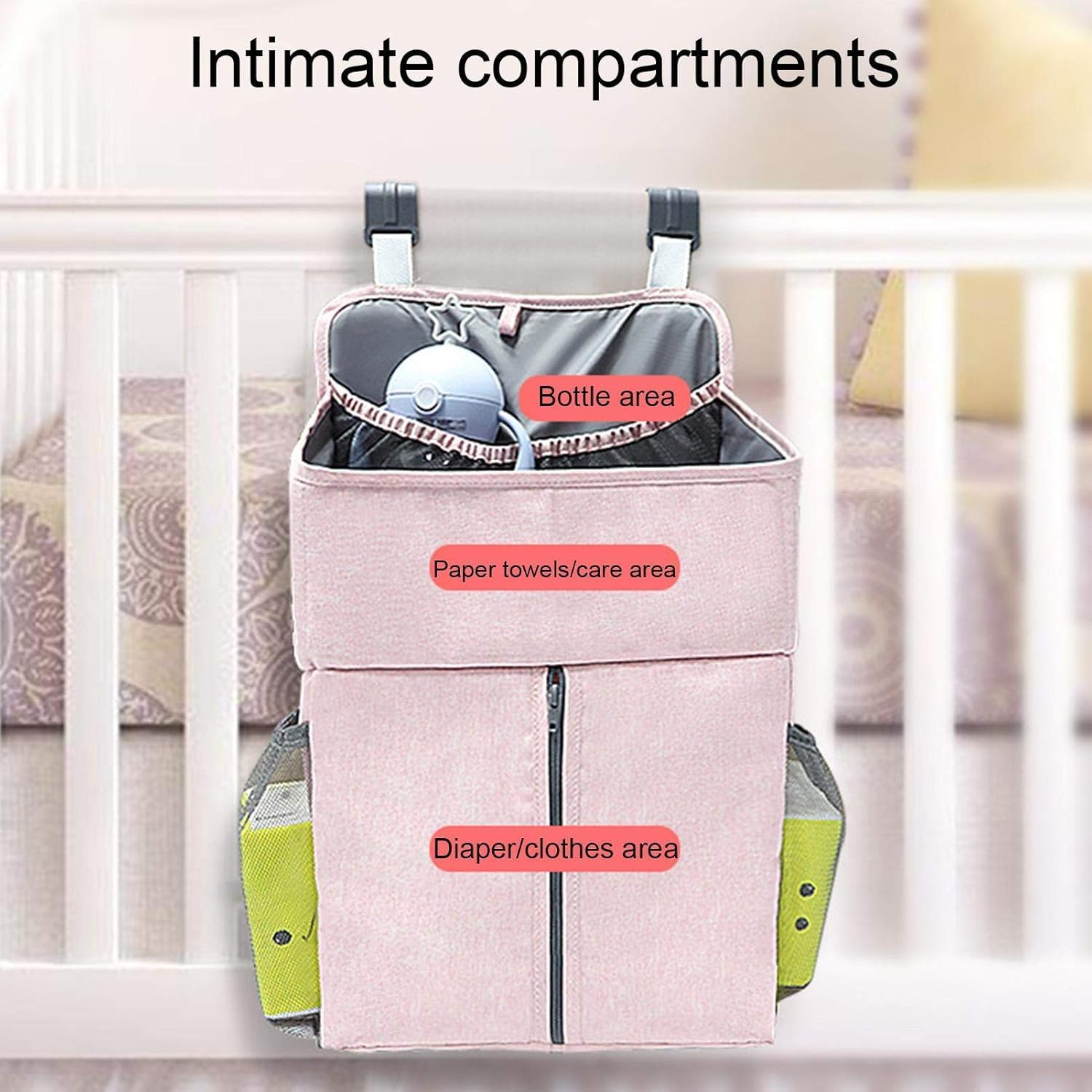 Hanging Diaper Organizer Nursery Crib Hanging Nappy Organizer, Hangable Diaper Caddy Storage Bag Waterproof Diapers Stacker Closet for Baby Caddy Crib Baby Stroller Pushchair Baby Essential image number 6