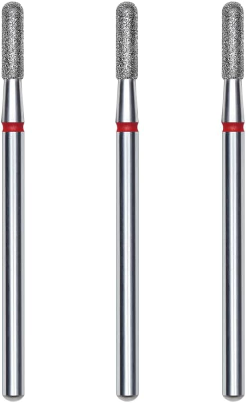 STALEKS PRO Set of 3 2.3 X 8Mm round Cylinder Shape Medium Grit Diamond Burrs for Nails image number 2